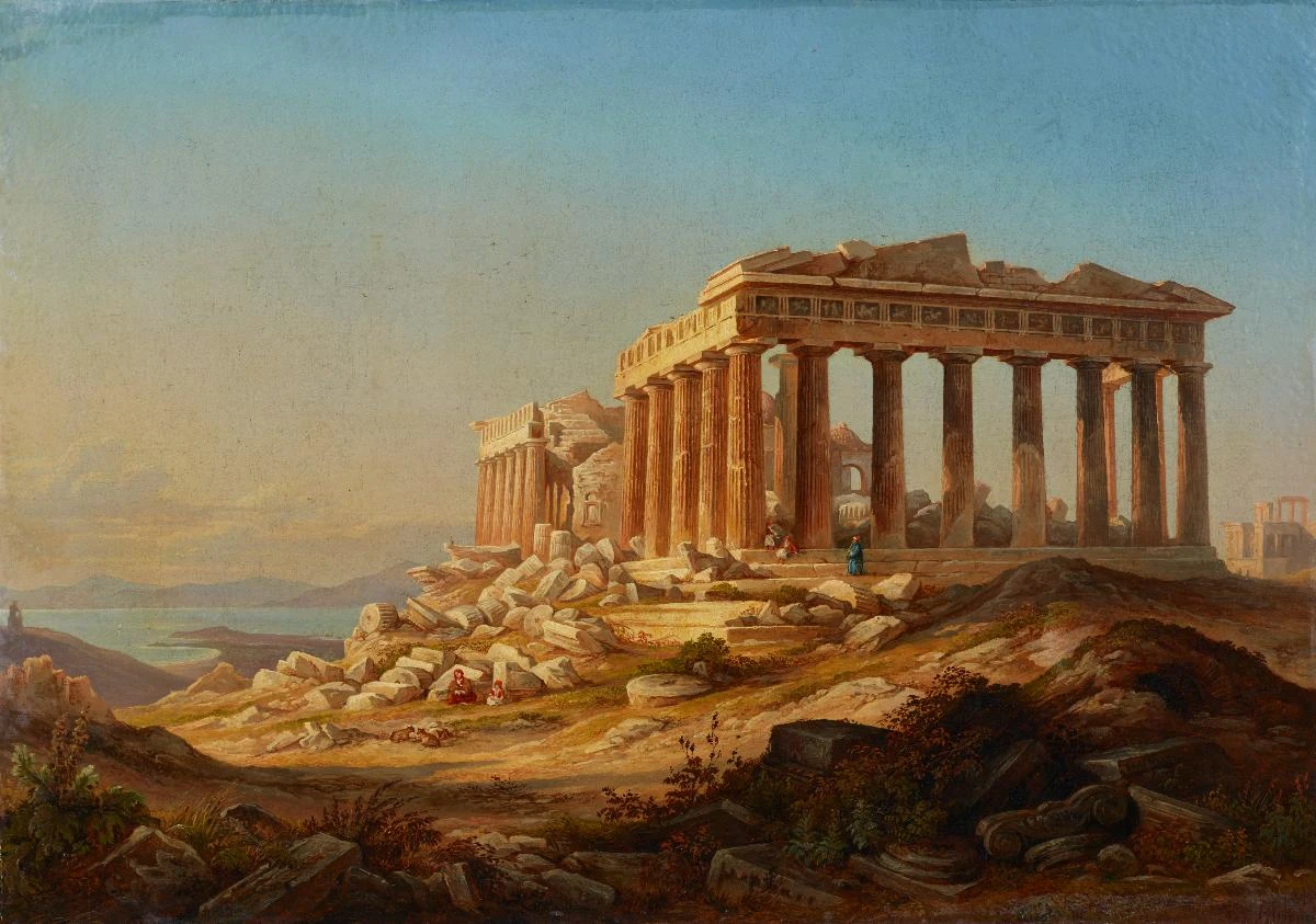 1800-Friedrich Horner - Il Partenone sull'Acropoli di Atene